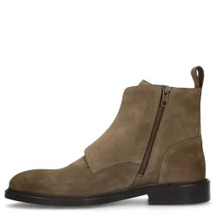 Manfield Taupe suède hoge gespschoenen^Heren Gespschoenen