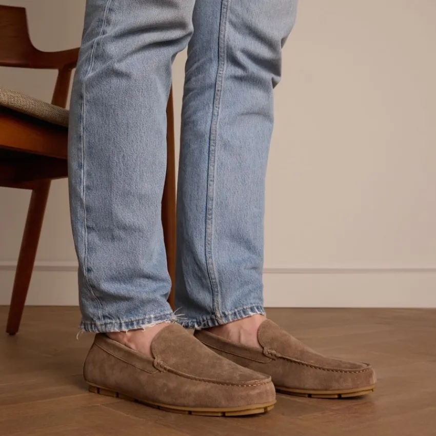 Manfield Taupe suède loafer^Heren Loafers
