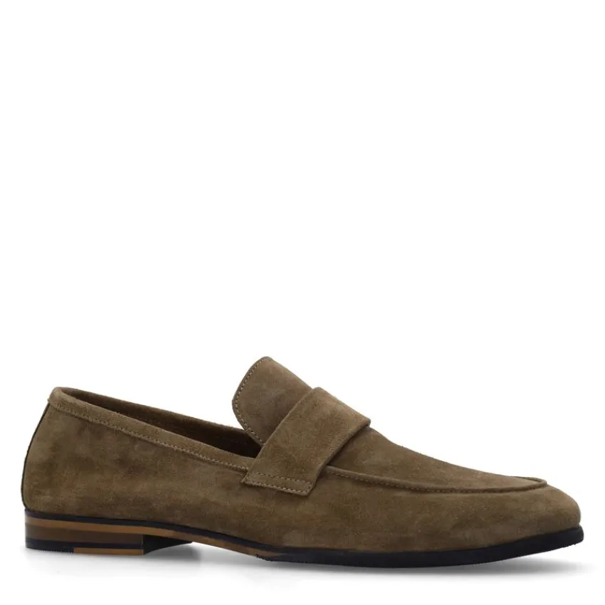 Manfield Taupe suéde loafers^Heren Loafers