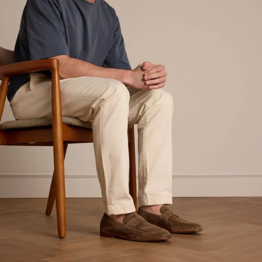 Manfield Taupe suéde loafers^Heren Loafers