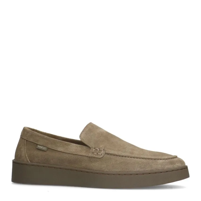 Manfield Taupe suède loafers^Heren Loafers