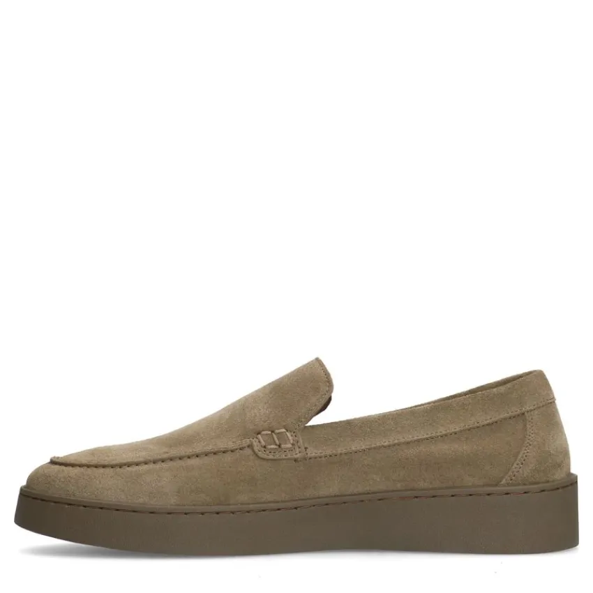 Manfield Taupe suède loafers^Heren Loafers