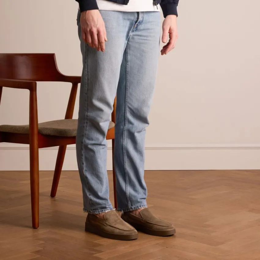 Manfield Taupe suède loafers^Heren Loafers