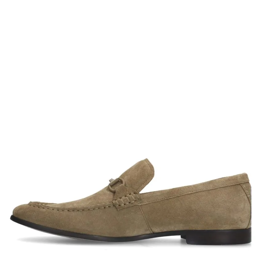 Manfield Taupe suède loafers^Heren Loafers