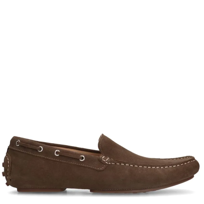 Manfield Taupe suède loafers^Heren Loafers