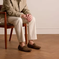 Manfield Taupe suède loafers^Heren Loafers