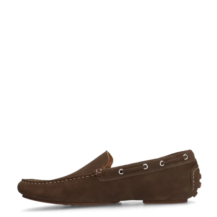 Manfield Taupe suède loafers^Heren Loafers