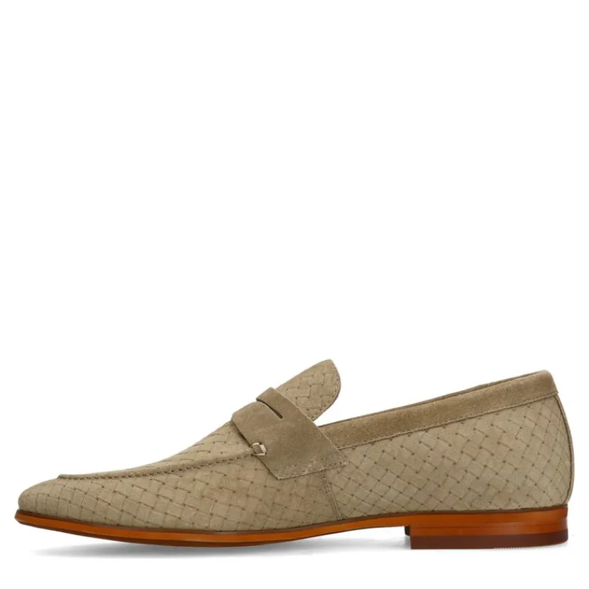 Manfield Taupe suède loafers^Heren Loafers