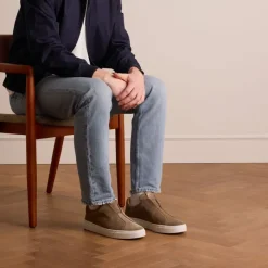 Manfield Taupe suède loafers^Heren Loafers