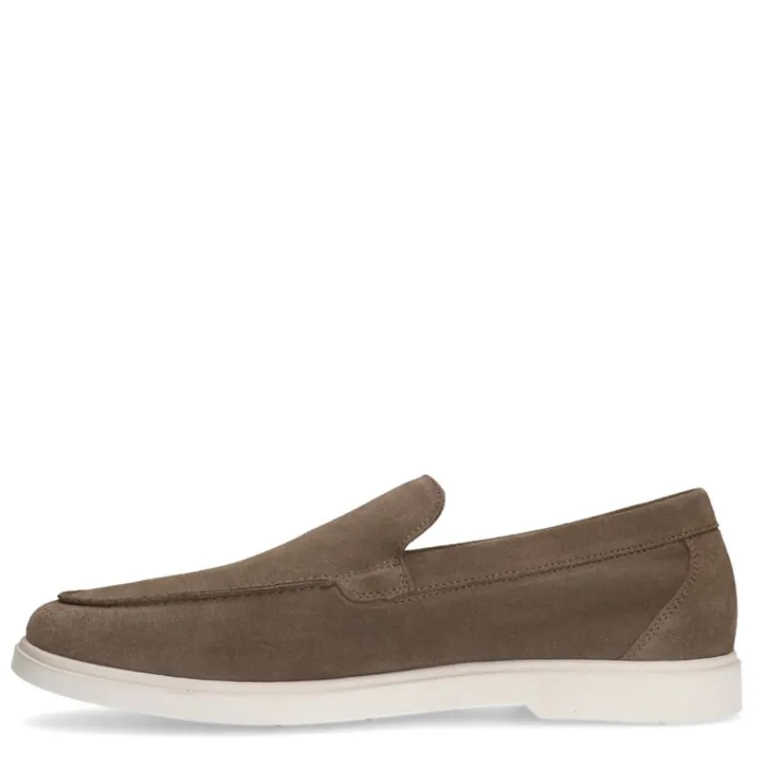 Manfield Taupe suède loafers^Heren Loafers