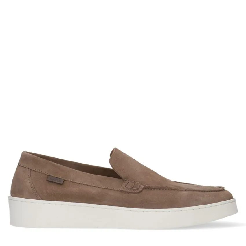 Manfield Taupe suède loafers^Heren Loafers