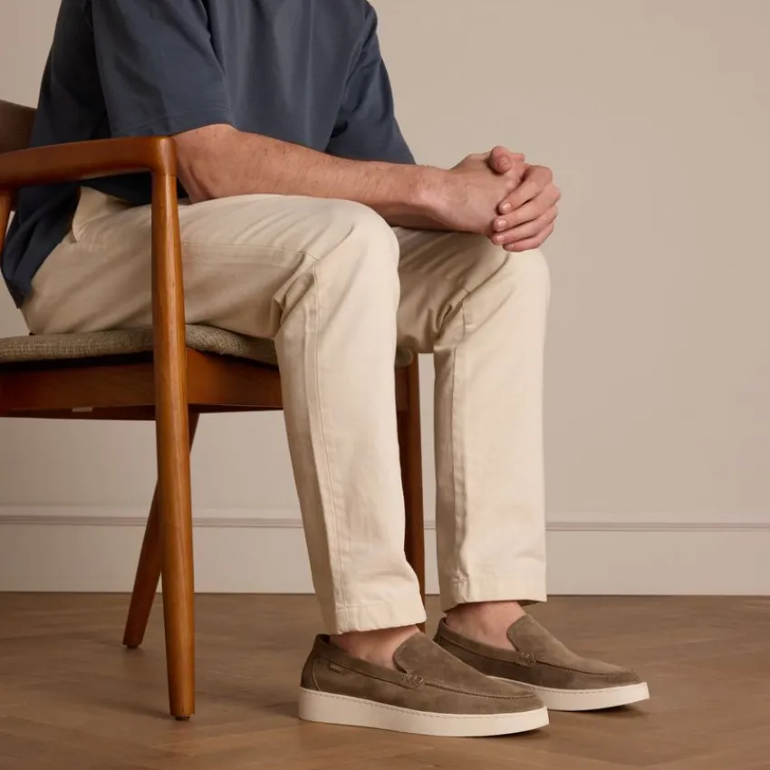 Manfield Taupe suède loafers^Heren Loafers