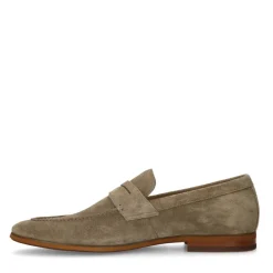 Manfield Taupe suède loafers^Heren Loafers