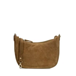 Manfield Taupe suède schoudertas^ Schoudertassen