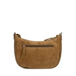 Manfield Taupe suède schoudertas^ Schoudertassen