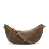 Manfield Taupe suède schoudertas^ Schoudertassen