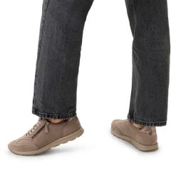 No Stress Taupe suède sneakers met rits^DAMES Sneakers