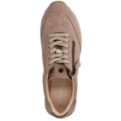 No Stress Taupe suède sneakers met rits^DAMES Sneakers