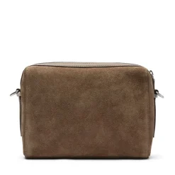 Manfield Taupe suède unisex schoudertas^ Schoudertassen