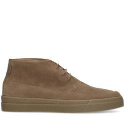 Manfield Taupe suède veterboots^Heren Veterschoenen
