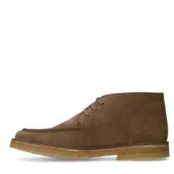 Manfield Taupe suède veterboots^Heren Veterschoenen