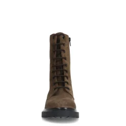 Manfield Taupe suède veterlaarsjes^DAMES Enkellaarsjes