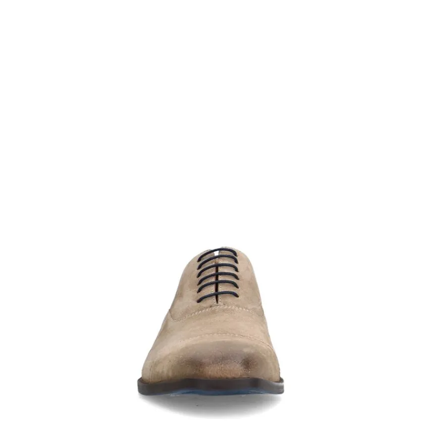 Van Lier Taupe suède veterschoenen^Heren Veterschoenen