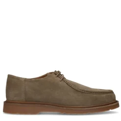 Manfield Taupe suède veterschoenen^Heren Veterschoenen