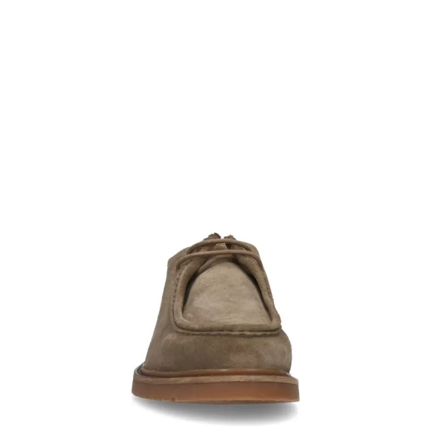 Manfield Taupe suède veterschoenen^Heren Veterschoenen