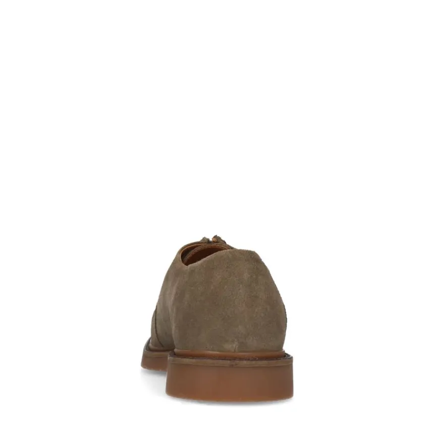 Manfield Taupe suède veterschoenen^Heren Veterschoenen