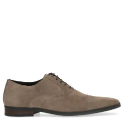Manfield Taupe suède veterschoenen^Heren Veterschoenen