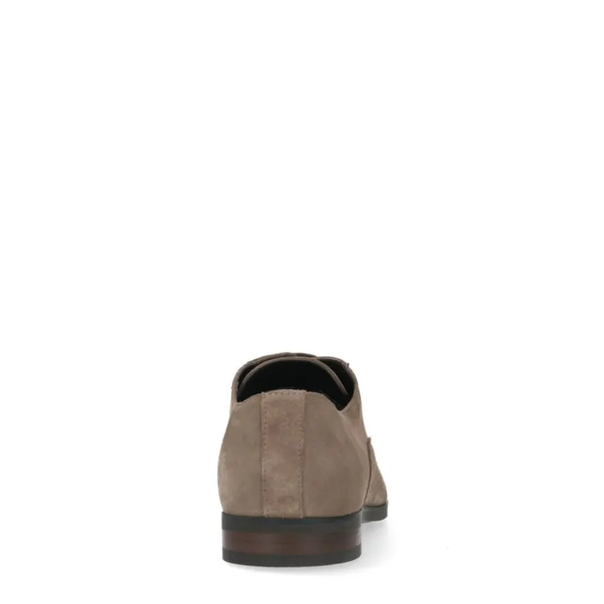 Manfield Taupe suède veterschoenen^Heren Veterschoenen