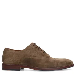Manfield Taupe suède veterschoenen^Heren Veterschoenen