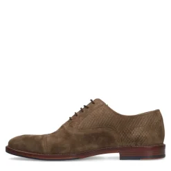 Manfield Taupe suède veterschoenen^Heren Veterschoenen