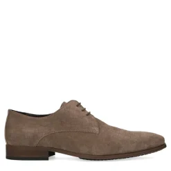 Manfield Taupe suède veterschoenen^Heren Veterschoenen