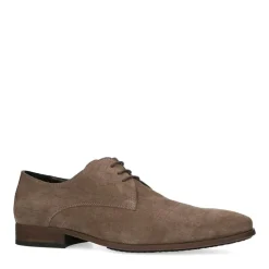 Manfield Taupe suède veterschoenen^Heren Veterschoenen