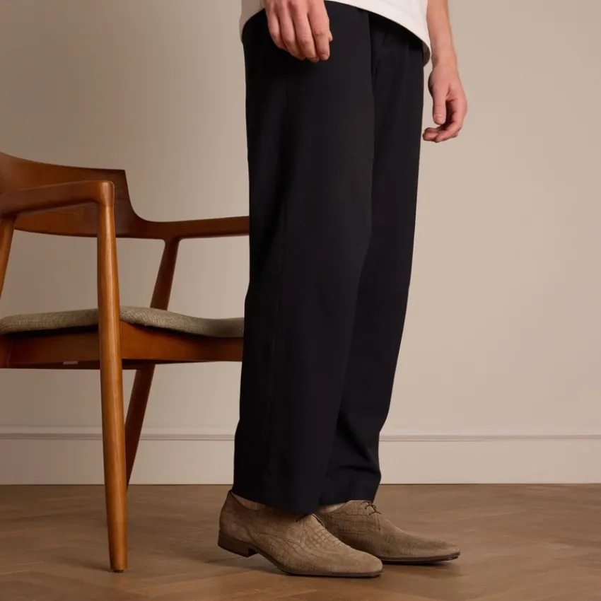 Manfield Taupe suède veterschoenen^Heren Veterschoenen