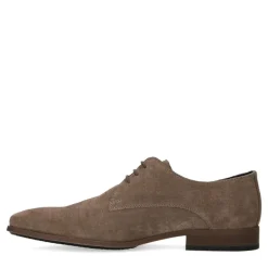 Manfield Taupe suède veterschoenen^Heren Veterschoenen