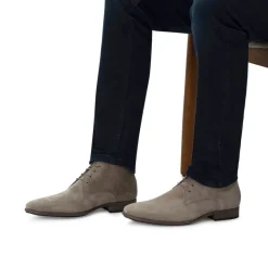 Manfield Taupe suède veterschoenen^Heren Veterschoenen