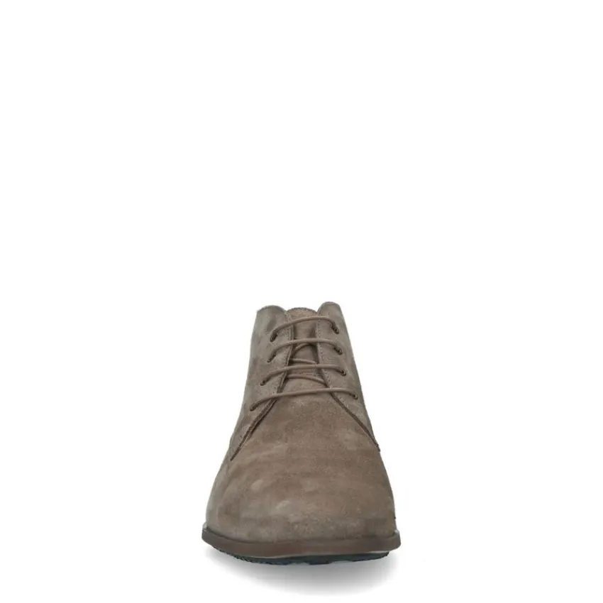 Manfield Taupe suède veterschoenen^Heren Veterschoenen