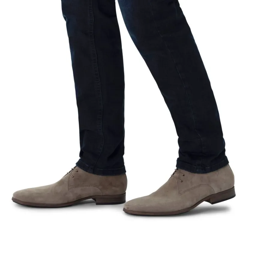 Manfield Taupe suède veterschoenen^Heren Veterschoenen