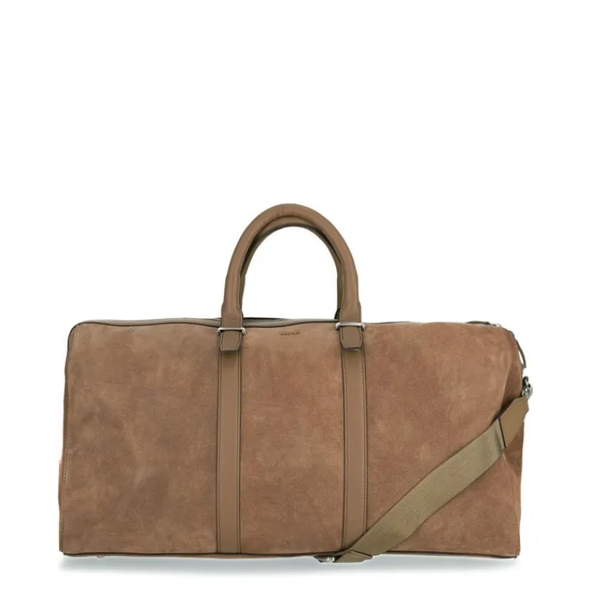Manfield Taupe suède weekendtas^Heren Heren Tassen|Weekendtassen
