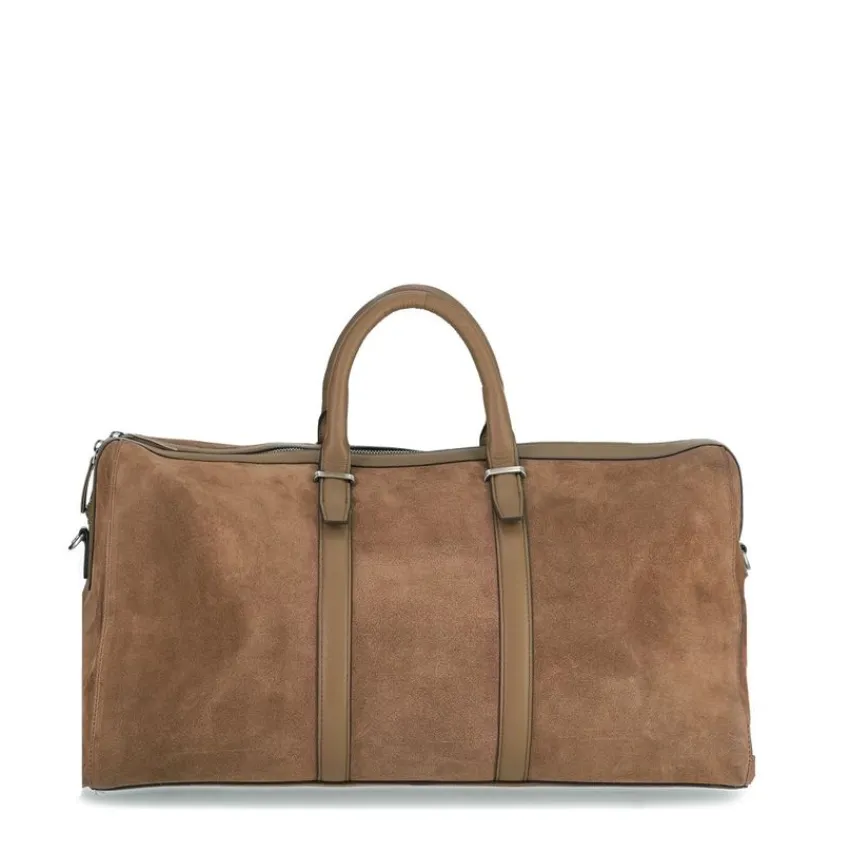 Manfield Taupe suède weekendtas^Heren Heren Tassen|Weekendtassen