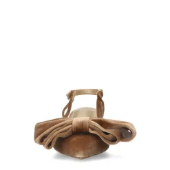 Manfield Taupe velours slingbacks met strik^DAMES Pumps|Slingbacks