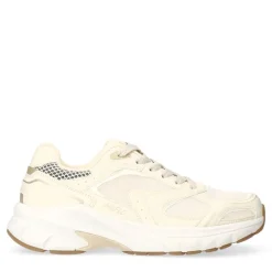 Manfield Witte crème sneakers met mesh details^DAMES Sneakers