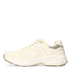 Manfield Witte crème sneakers met mesh details^DAMES Sneakers