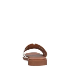 Manfield Witte gevlochten leren slippers^DAMES Slippers