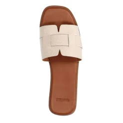 Manfield Witte gevlochten leren slippers^DAMES Slippers