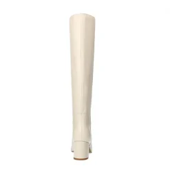 Manfield Witte hoge leren laarzen met hak^DAMES Laarzen