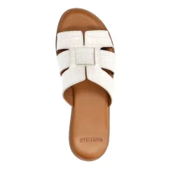 Manfield Witte leren croco slippers^DAMES Slippers